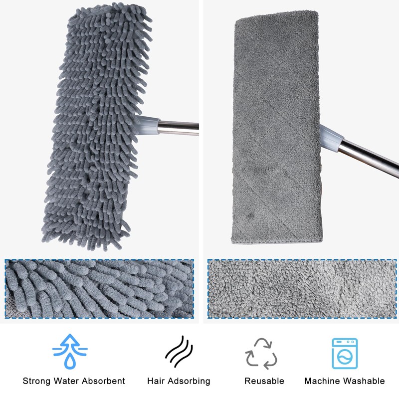 BITOPE Microfiber Dust Mop with Rotatable Flat Head, Professional Wet