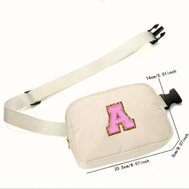 Letter Nylon Belt Bag Waist Pack For Women Chest Bags Zipper Sports Purse Waterproof Fanny Pack for Sports Running Outing (A)