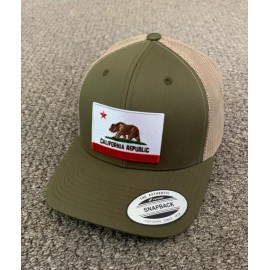 Yupoong State of CALIFORNIA Flag Hat SnapBack Trucker Mesh Cap Handcrafted in Florida