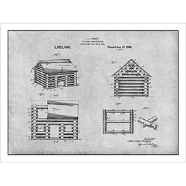 Studio 21 Graphix 1920 Lincoln Logs Construction Set Patent Print Art Poster UNFRAMED Gray 18" X 24"