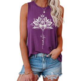 IRISGOD Womens Tank Tops Loose Fit Summer Cute Graphic Sleeveless Shirts Workout Basic Tunic