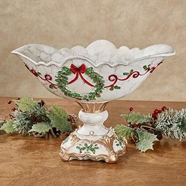 Touch of Class Holly Delight Christmas Decorative Centerpiece Bowl Red