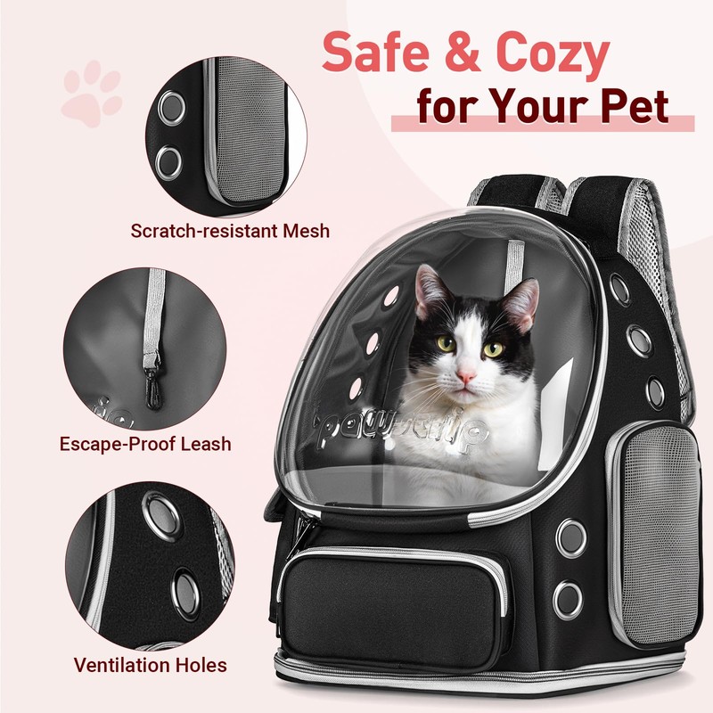 pawstrip Cat Backpack Carrier Transparent Pet Travel Carrier Airline Approved