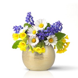 Decor Trends Gold Ceramic Flower Vase Home Decor Vase Centerpieces Vases Metallic Round Bowl Vases for Living Room,Bedroom,Kitchen,Countertop (Gold), Dia 7'' (21005-GD)