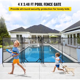 Happybuy Removable Pool Safety Fence Door, 4x2.5FT, Manual Lock, Black, Adaptive with Happybuy Pool Fence