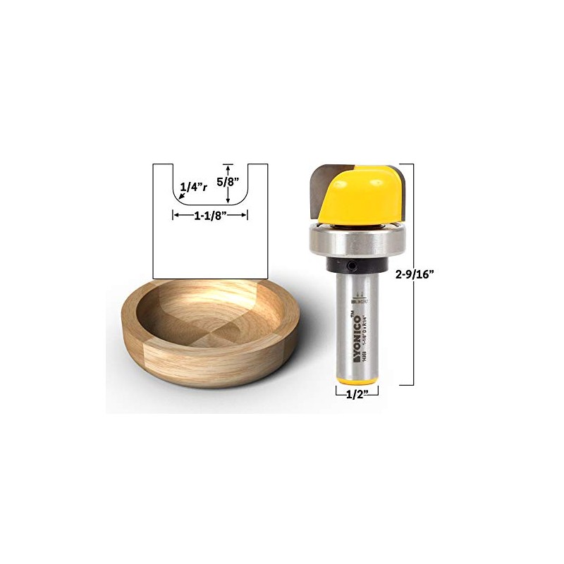 YONICO 14959 1-1/8-Inch Diameter Bowl & Tray Template Router Bit