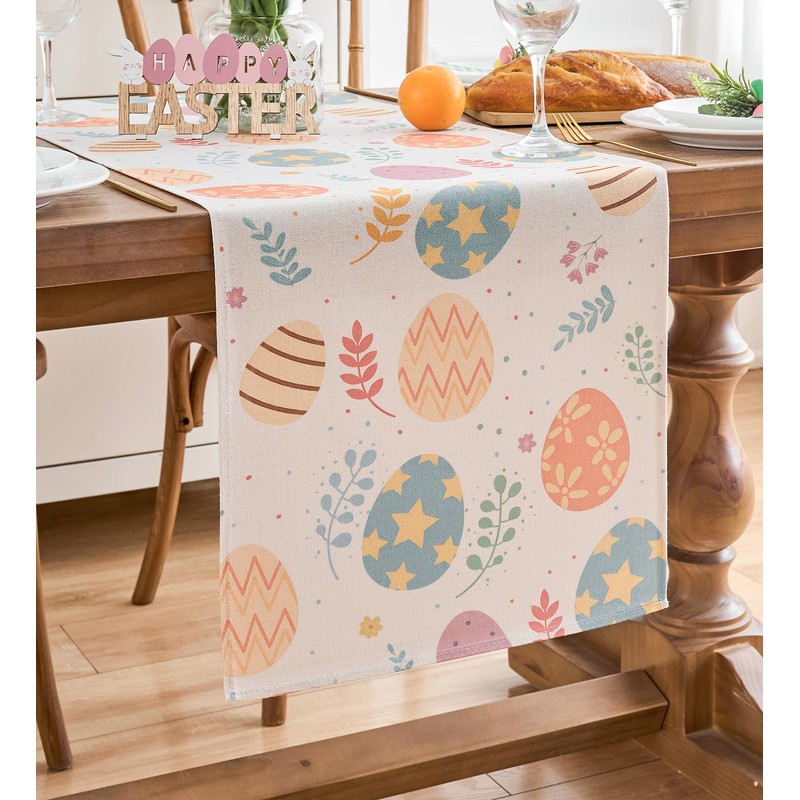 Vorysum Table Runner Modern Easter Spring Table Runner Easter Eggs