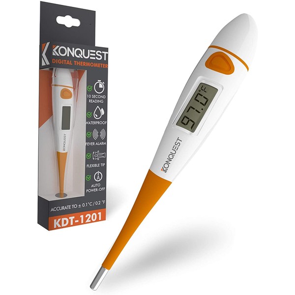 Konquest KDT-1201 Best Digital Medical Thermometer, Highly Accurate and Fast, Easy to Use, 10 Second Reading. Detect Fever Quickly - Oral Armpit and Rectal Thermometer for Babies Children and Adults