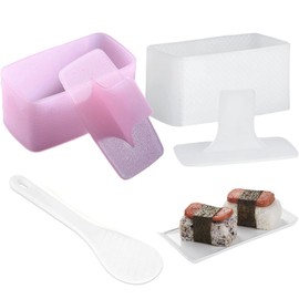 Musubi Mold, 2 Pack Musubi Maker Press, Non-Stick Onigiri Mold Maker Sushi Press Mold for Musubi Home DIY, Kid Lunch Bento (with 1 Rice Ladles) (3pc Rectangle Musubi Mold)