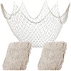 Ihvewuo 2 Pcs Fish Netting Decoration Beige Nautical Fish Net