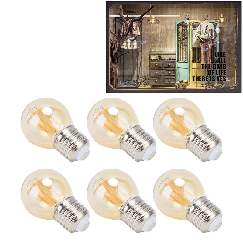 6Pcs Vintage LED Light Bulb Gold Glass Dimmable G45 E27