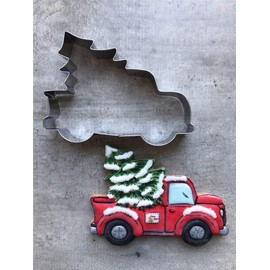 LILIAO Pickup Truck with Christmas Tree Cookie Cutter - 4.9 x 3.6 inches - Stainless Steel
