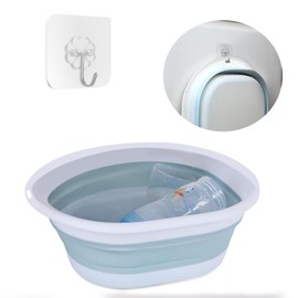 Baby Bottle Wash Basin, Bottle Washing Basin - Collapsible Wash Basin for Baby Bottles, Reusable Sink Basket for Baby Bottle Cleaning, Portable Baby Bottle Tub for Home and Travel (with Hook)