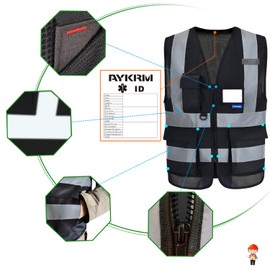 A-SAFETY FAA Licenced Drone Pilot Black safety Vest with pocket