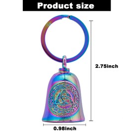 AilRabbit Motorcycle Celtic Bell - Motorcycle Key Chain The Evil Road Spirits of The Road Will be trapped in The Bell, Rainbow, Retro style