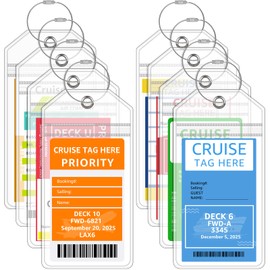 EOPUOZS Luggage Tags for Cruises, Pack of 8 Cruise Luggage Tags with Screwable Metal Strap, Waterproof PVC Luggage Tags for Travel Luggage, Bags, Backpacks (8.9 x 19.2 cm)