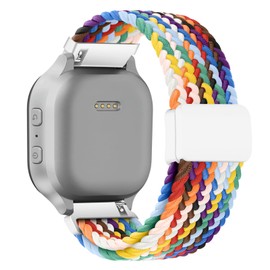 SimpleThings Braided Band Compatible with Gabb Watch 3e 3 2 1, Solo Loop Stretchy Watch Bands with Adjustable Easy Buckle for Kids Boys Girls (Rainbow)