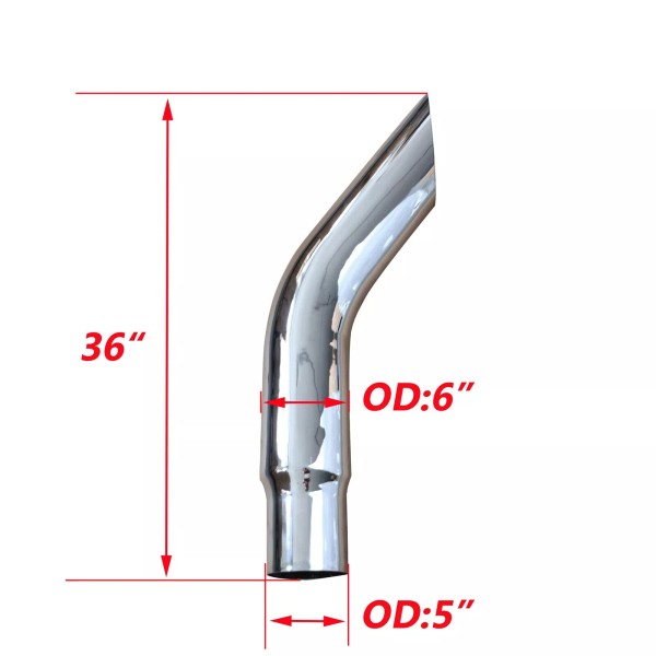 GMR Racing Chrome Bull Horn 6"-5"OD x 36"Length Diesel Exhaust