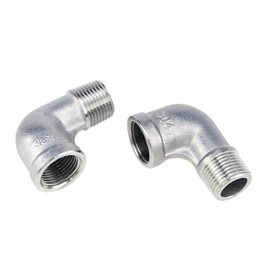 S SYDIEN 2Pcs 304 Stainless Steel 90 Degree Elbow 3/8" NPT Threaded Pipe Fitting Female x Male