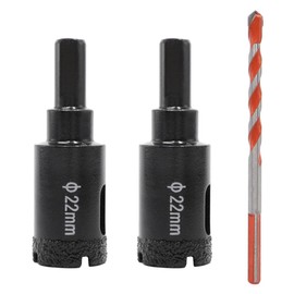 KtbeYTi 2 PCS Diamond Hole Saw 22 mm Diamond Drill Bit Set Diamond Core Hole Cutter with Center Drill Bit for Tile Marble Ceramic(Black)