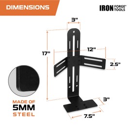 Iron Forge Tools 5 Gallon Bucket Holder, 5 Gallon Water Jug Storage Rack for Trucks, UTV, Lawn Care, Landscaping Enclosed Trailer Accessories with Tie Down Mount for Jug, Heavy Duty 6 Gauge Steel