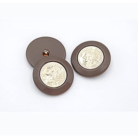 5 PCS Vintage Round Metal Gold Button Women Head Pattern Decorative Buttons Suit Coat Uniform (Dark Brown, 16mm)