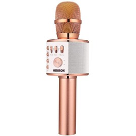 BONAOK Wireless Bluetooth Karaoke Microphone,3-in-1 Portable Handheld Karaoke Mic Speaker Machine Home Party Birthday for All Smartphones (Rose Gold)