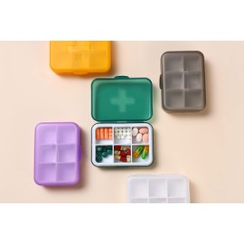 Pill Box Weekly, Portable Pill Organiser 6 Compartment, Daily Pill Box Organiser 6 Day，Holds Medication, Health Products or Small Accessories，Organiser Box Fit Easily Into a Pocket or Bag (Black)