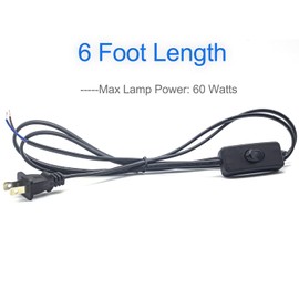 Lamp Cord with Switch Plug, Extension Cords 6 Foot Wiring Stripped Ends Ready for Light Project and Repair Lights Cable-4Pack Black