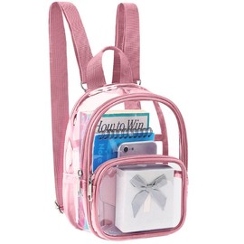 Mossio Clear Mini Backpack Stadium Approved, With Reinforced Straps & Front Pocket - Perfect for School, Security & Sporting - Color: Rose Gold