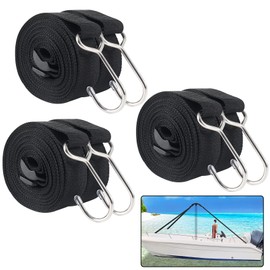 Boat Cover Support Poles Straps, Boat Pole Straps with Stainless Steel Hook, Boat Cover Support Straps with Ladder Lock Buckle 1inch W x 11.5ft L, Straps for Boat Support Pole (6 Pack Black)