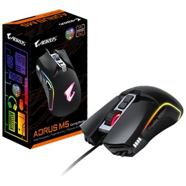 GIGABYTE AORUS M5 Gaming Mouse (USB Wired Optical Sensor, Omron Switch, 7 Keys, Right Handed)
