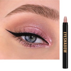 Champagne Gold Shimmer Eyeshadow Stick, Pearlescent Pink Cream Eye Shadow, Metallic Glitter Eyeshadows Pencil Crayon Brightener Pen Eye Liner, Natural Pigmented Smooth Color for Eye Makeup