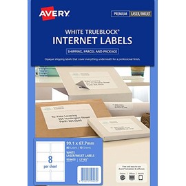 Avery Printable Blank A4 Shipping Labels, 99.9 x 67.7 mm, White, 80 Customisable Labels (959403)