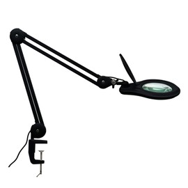 Bemelux Bifocals LED Magnifying Lamp with Clamp, 5 Diopter with 20 Diopter, 5 Inch Magnifier Glass Lens, 1200 Lumens Dimmable Magnifier Lamp for Desk Craft Hobby with 60PCS Bright LEDs