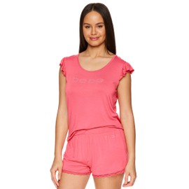 bebe Womens Pajamas Set - Shirt and Lounge Pajama Shorts Sleepwear Set (Coral, X-Large)