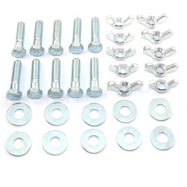 Pro Bamboo Kitchen 10pcs Galvanized Carbon Steel Hexagon Screw Bolts 3/8"-16x1-1/2 with 3/8"-16 Wing Nut and 3/8" Galvanized Flat Washer