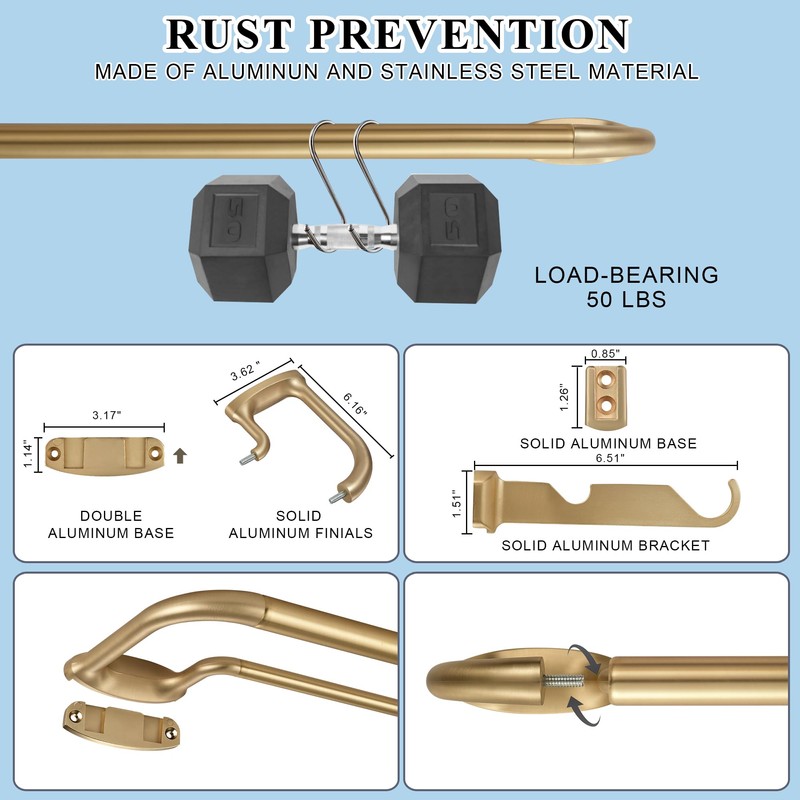Mayrhyme Double Curtain Rods, Wrap Around Curtain Rod for Windows,