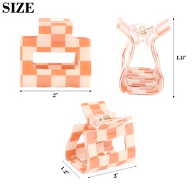 Norbiariz 4Pcs Checkerboard Hair Clips for Women, Cute Claw Clips for Thick or Thin Hair, Strong Hold Claw Clips Accessories