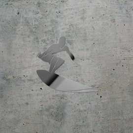 Decal Stickers of Silhouette Surfer (Metallic Silver) (Set of 2) Premium Waterproof Vinyl Decal Stickers for Laptop Phone Accessory Helmet Car Window Mug Tuber Cup Door Wall - ANDstic589450SI