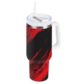 Tatenale 40 oz Tumbler with Handle Lid and Straw Leak Proof Insulated Stainless Steel for Water Coffee or Ice Tea Keep Cold or Hot Red and Black