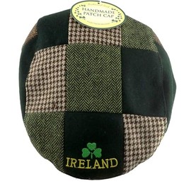 JC Walsh and Sons Ireland Green Patch Cap Gold Shamrock – One Size Flat Cap Classic Mens Hats, Accessories for Men