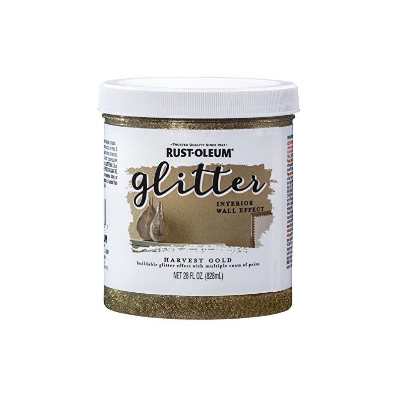 Rust-Oleum 360218 Glitter Interior Wall Paint, 28 oz, Harvest Gold,