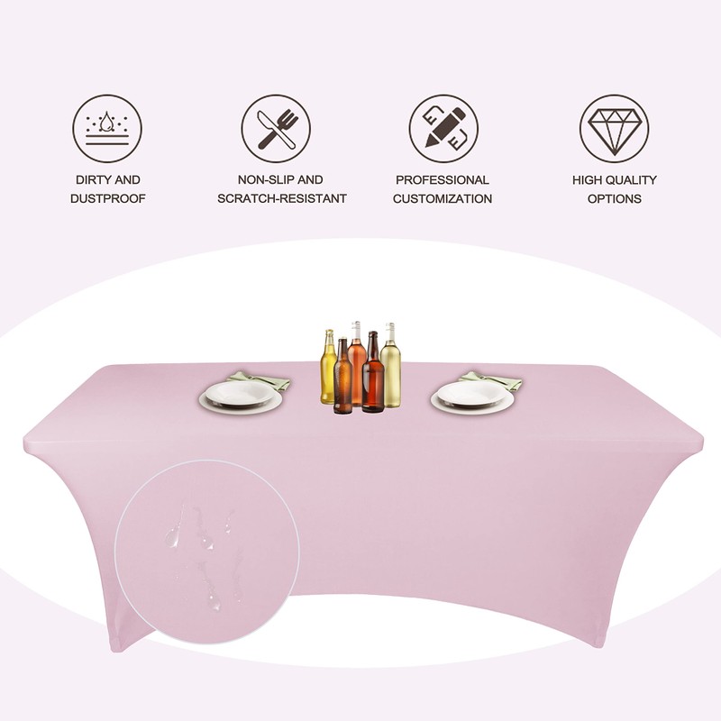 Ocves Stretch Tablecloth 6ft Spandex Table Covers Polyester Fitted Rectangular