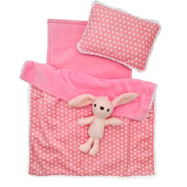 Baby Doll Accessories Bedding Set Soft Blanket Mattress Pillow Dolls Playset Fits 16-18 Inches American Doll Furniture Toy Girls and Boys (Pink)