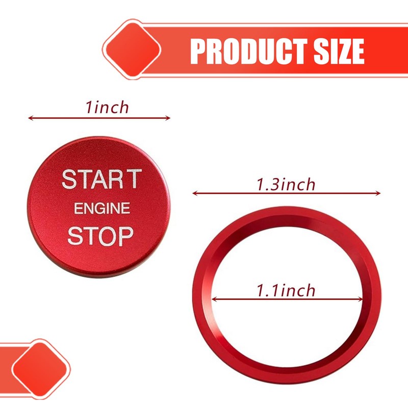 2 PCS Car Button Starter Cover, Ignition Ring Cover Interior