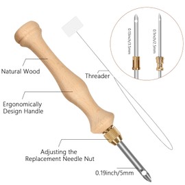 Pllieay 23 Pieces Punch Needle Kit, 2 Type Punch Needle Tool for Adults Beginner, Rug Tufting Kit, Adjustable Needle Punch Tool, Wooden & Plastic Handle Embroidery Pen for Embroidery Floss Cross Stit