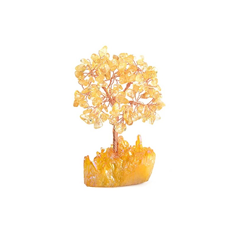 MASGEMES MASGEMES Natural Citrine Gemstone Crystal Tree of Life,Yellow Titanium