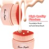 Retractable Flat Liquid Foundation Makeup Brush with Cover, Flat Top