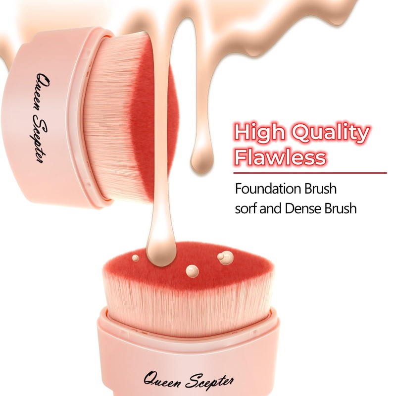 Retractable Flat Liquid Foundation Makeup Brush with Cover, Flat Top